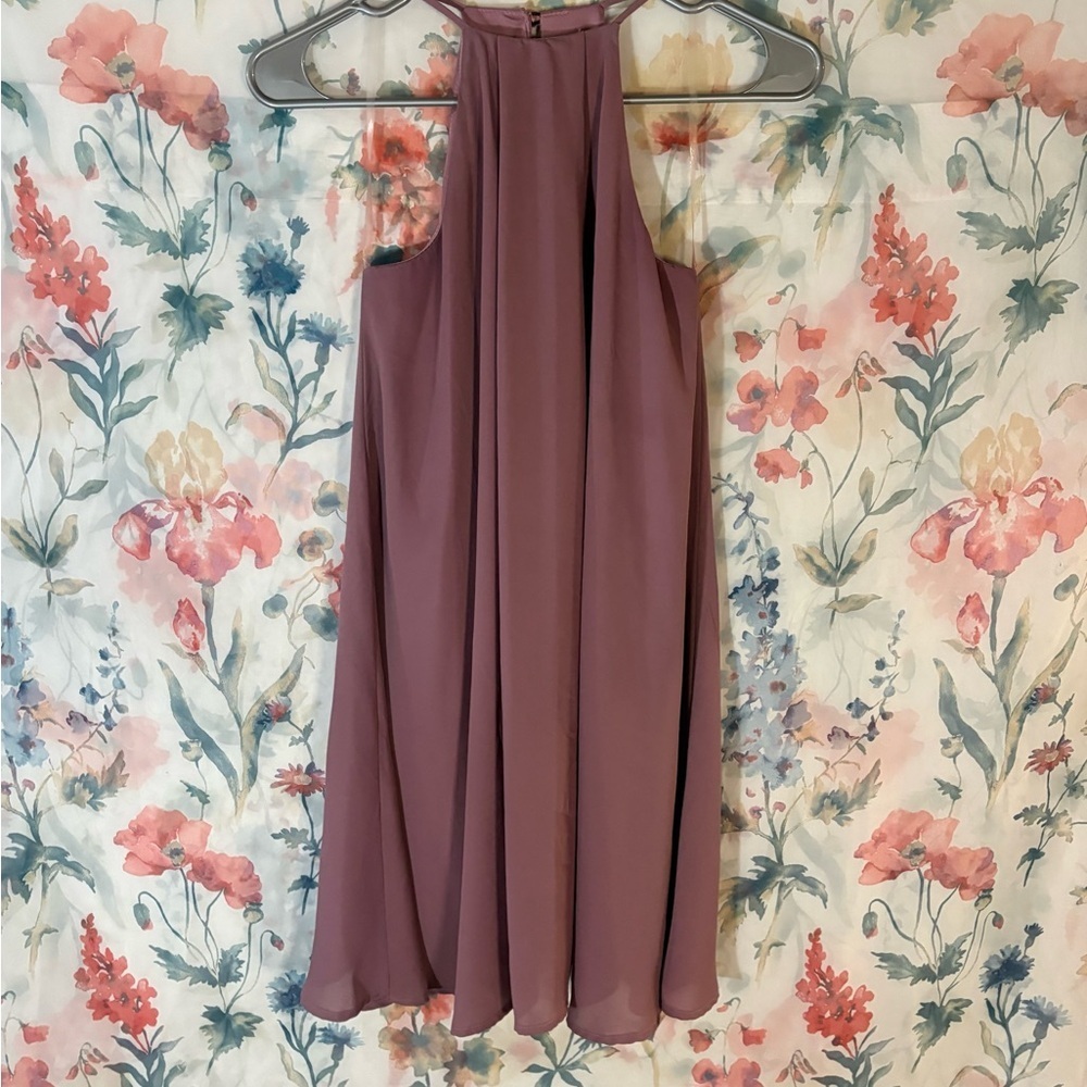 Vintage Womens Mauve Halter Swing Dress
